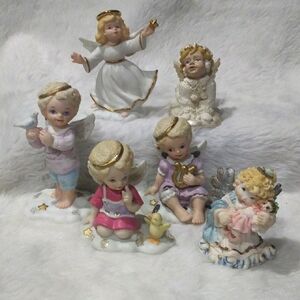 Bronson Collectibles Angel Figurines Holiday Christmas Lot Of 6